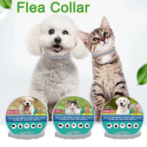 Adjustable Natural Flea and Tick Prevention Collar for Small, Medium, and Large Pets - 8 Months of Protection
